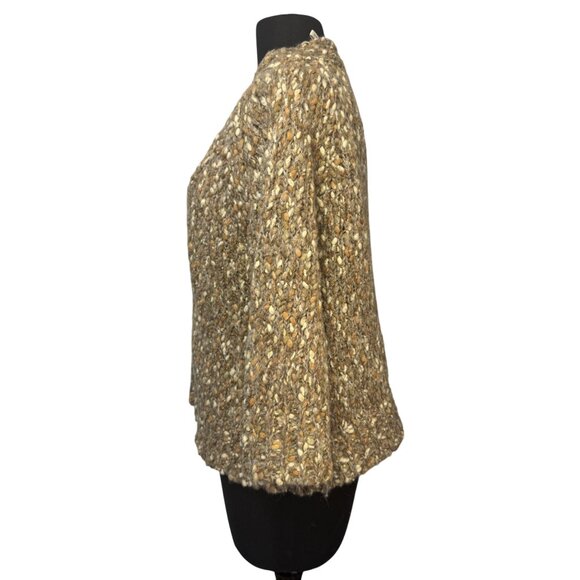 Leo & Nicole Womens Cardigan Sweater Brown XL Wool Blend Open Front Button - Picture 2 of 6